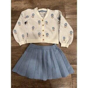 Haute Hippie Girls Size 4 Sweater‎ & Skirt Set Blue Floral